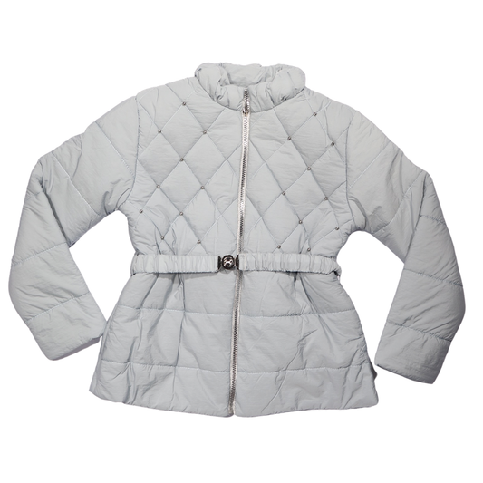 White Puffer Jacket with Belt