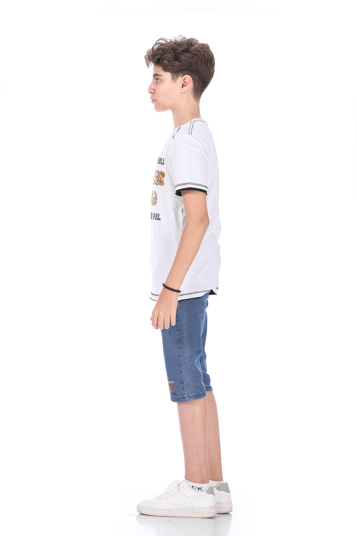 Casual Denim Short With Print For Boys
