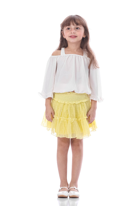 Yellow Chiffon Skirt For Girls